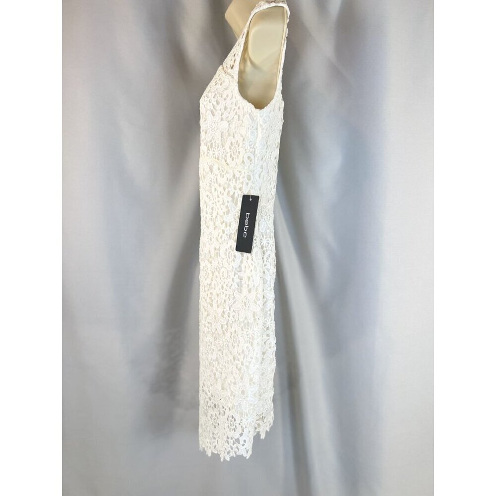 NWT Bebe White Lace Crochet Midi Dress $129 - Picture 7 of 14